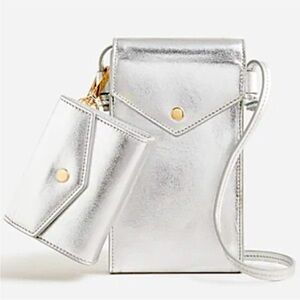 J. Crew Gracie Phone Bag in Silver